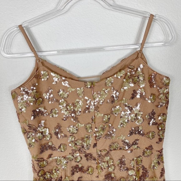 Dress The Population Mara Lace Sequin Gold Maxi Dress Large - Picture 7 of 12